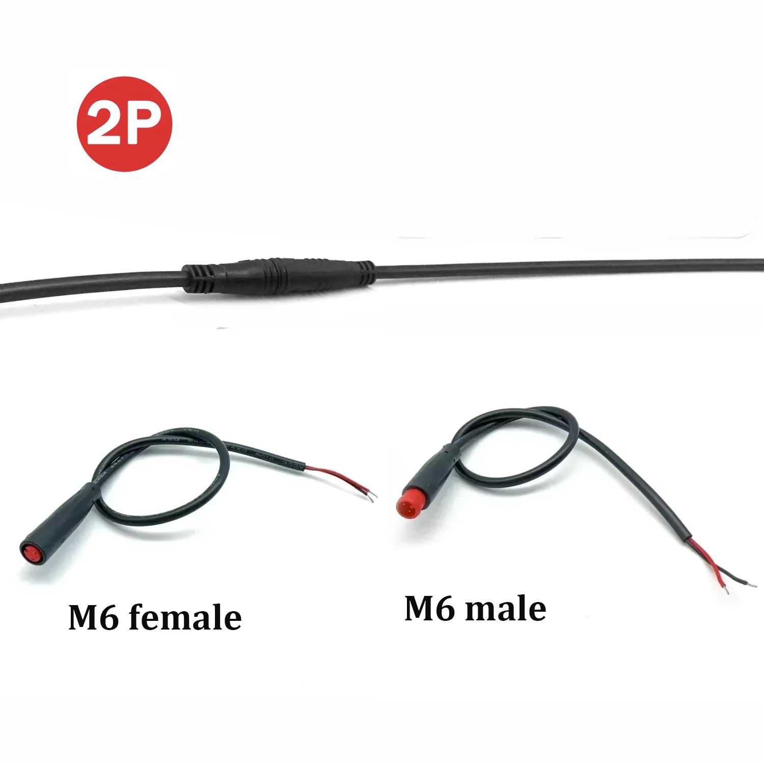 2-Pin M6 Julet Electric Butt Plug Connector Wiring Line Scooter Brake Cable Pluger Signal Sensor