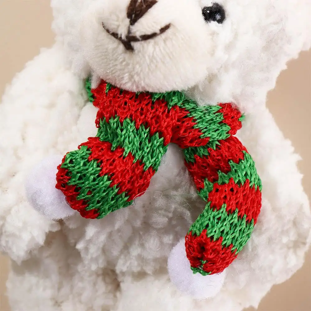 Urso cachecol flor natal urso de pelúcia macio pp algodão urso de natal boneca dos desenhos animados pelúcia urso de natal pingente de pelúcia