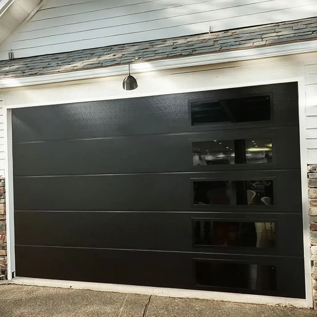 Factory Customization Embedded Double Layer Tempered Glass Aluminum Alloy Garage Door Dull Polish Heavy Duty Garage Doors