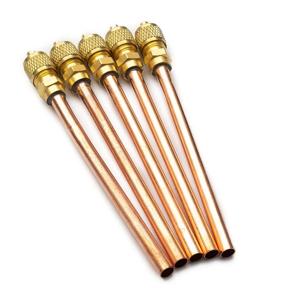 Air Conditioner Refrigeration Access Valves 13x6x4cm Copper Tube 125mm Length Maintenance Valve Filling Parts