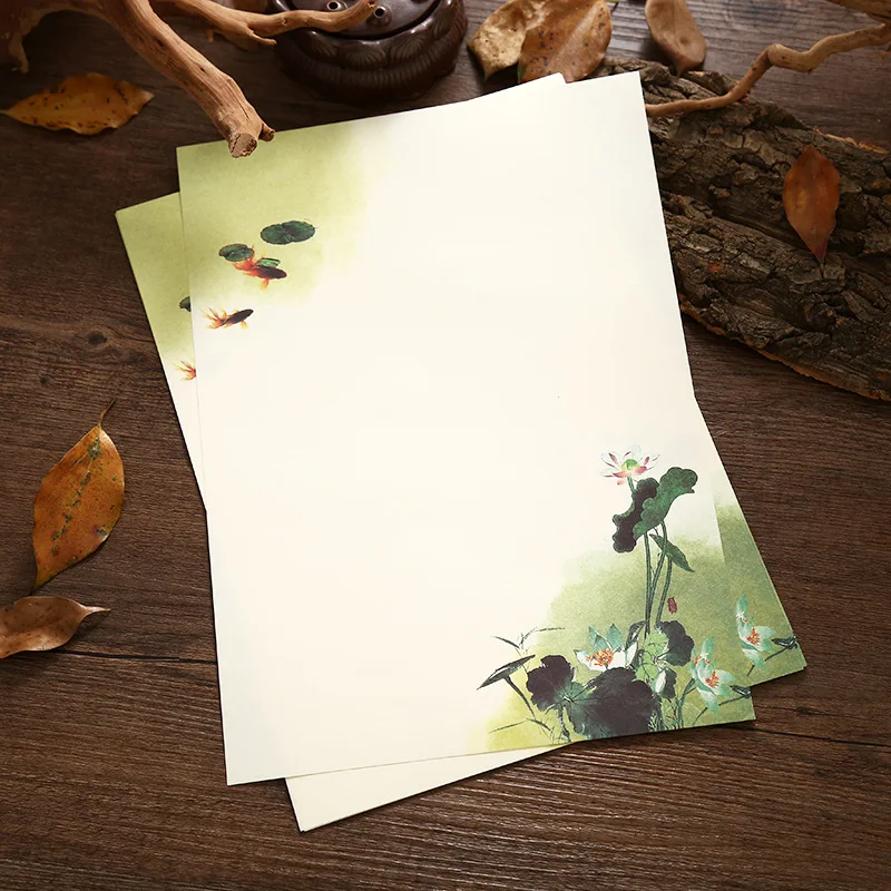 16sheets/pack Chinese Style Vintage Letter Pad Flower Landscape Paper for Writing Paper
