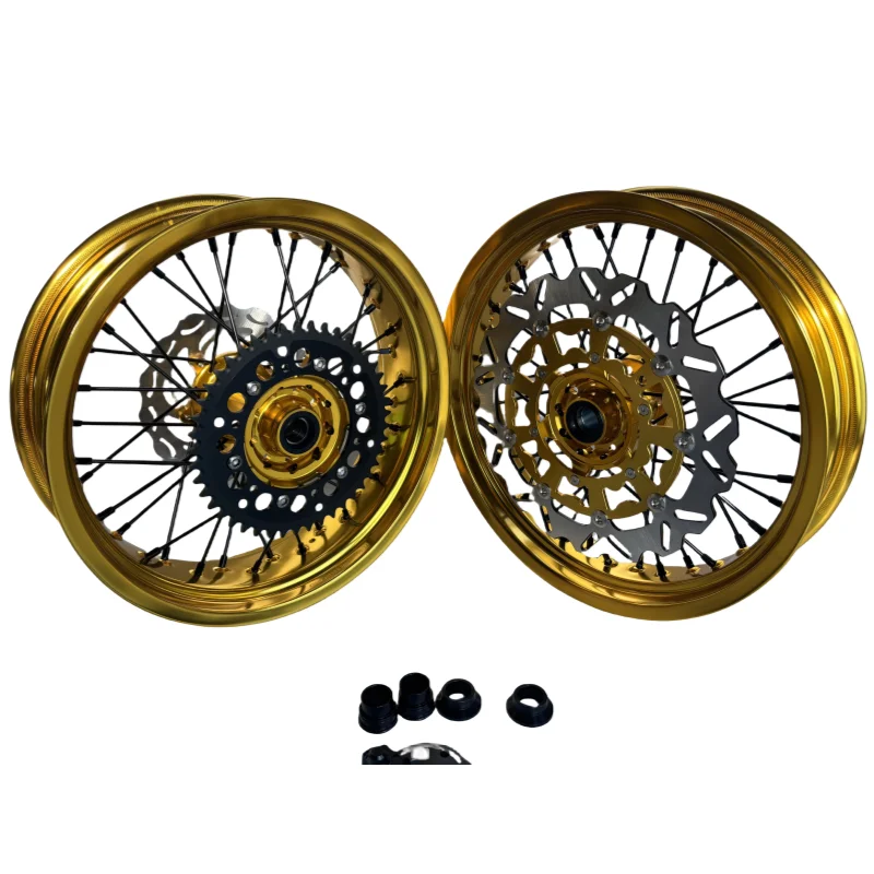 High Quality OEM CNC 16/17 Inch Aluminum Alloy GLM Rims Motorcycle 36H Spoke Wheel Set for Supermoto