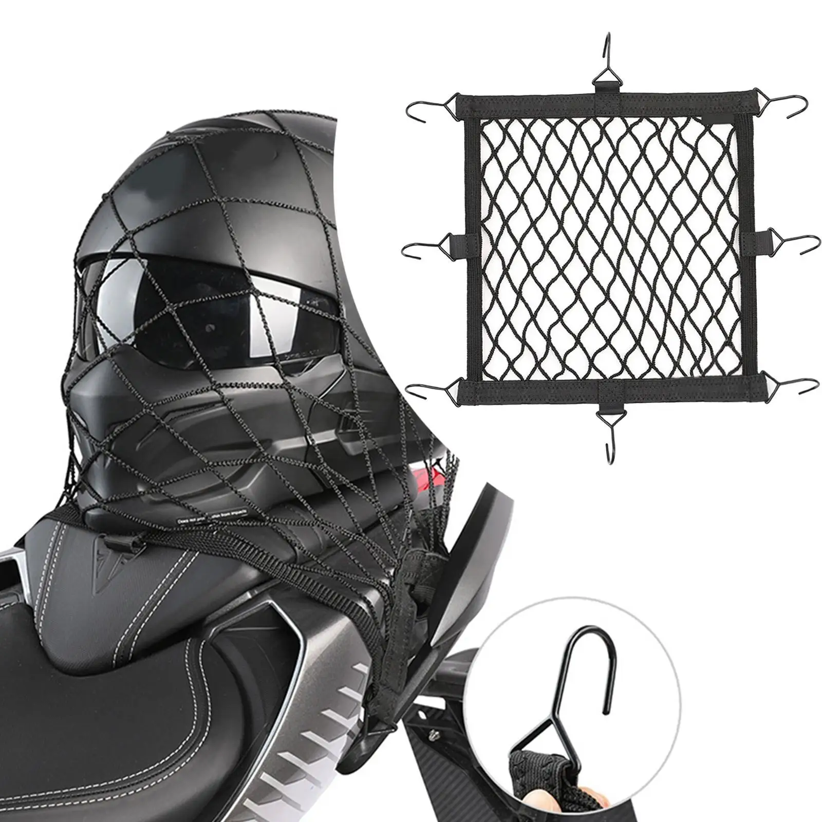 

Helmets Net Stretchable Bungee Mesh Luggage Organizer Heavy Duty Polyester Seat Rear Rack Cover for Motorbike Accessories