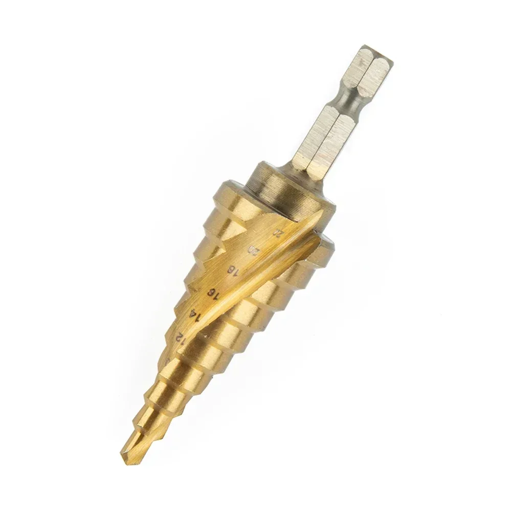 1pc 4-22mm Punta da trapano HSS Scanalatura a spirale Passo Punta da trapano a cono Carburo di titanio Legno Metallo Foro Taglierina Strumenti di perforazione del nucleo