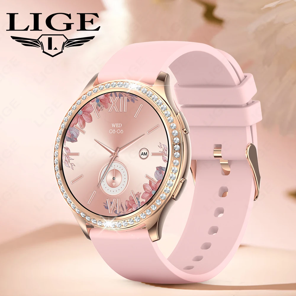 LIGE New Bluetooth Call Smart Watch Women Physiologic Function Sports Fitness Bracelet Waterproof Custom Dial Smartwatch Ladies