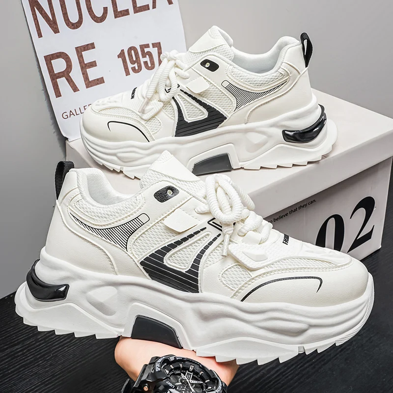 

Мужские массивные кроссовки в стиле Dad Sneakers, дышащие сетчатые кроссовки на платформе. Нескользящие прогулочные кроссовки с толстой подошвой для ежедневных поездок.