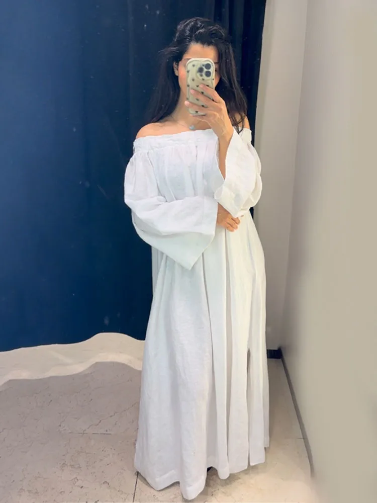 

HH женское новое модное одно длинное платье с морщинами на плечах, украшенное длинными рукавами, женское летнее однотонное тонкое платье в пляжном стиле