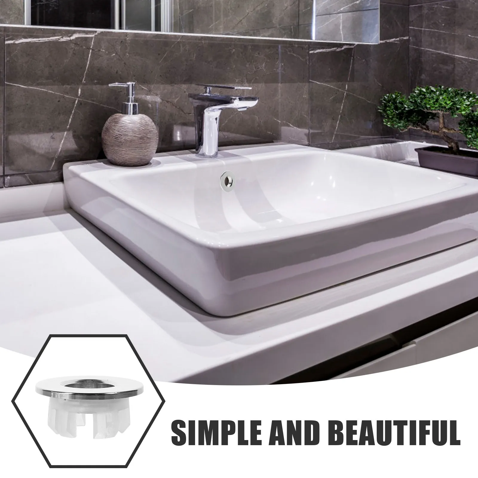 

4Pcs Round Sink Overflow Covers Brass-Look Trim Rings for Basin Hole Cover Replacement Bathroom Sink Accessory Long-Lasting