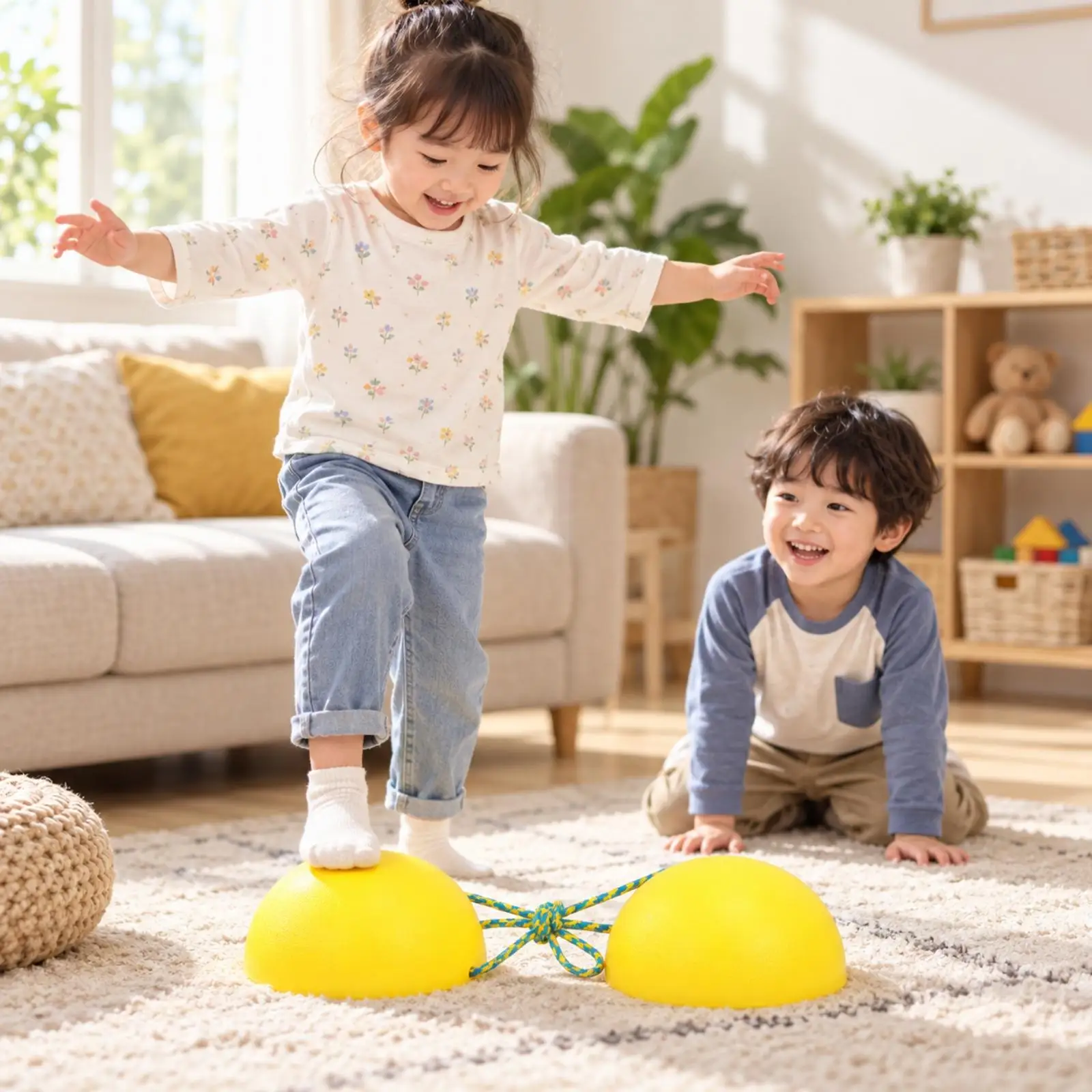 Children Sensory Balance Stones with Carry Rope for Stability Exercise Lightweight Plastic Stepping Stone