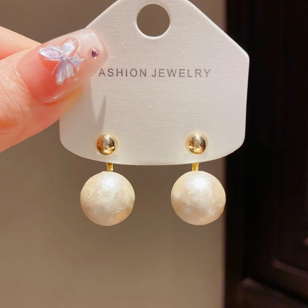 Japanese Korean Style Gentle Versatile Two-way Wear Cotton Pearl Earrings Women Luxury Niche Design Drop Earrings Wholesale