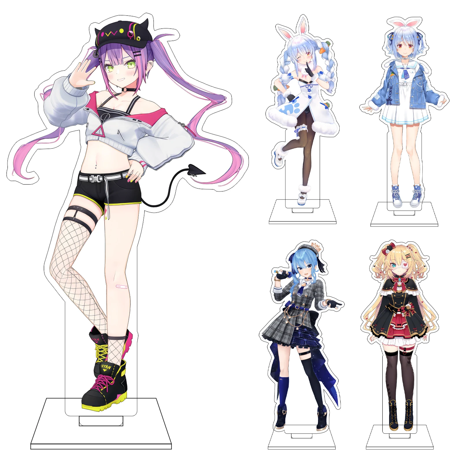 Figura Acrílica de 16CM de Anime Hololive para Cosplay, Base Decorativa con Personajes de Ōokami Mio, Nekomata Okayu, Inugami Korone y La+ Darknesss, Regalos y Adornos