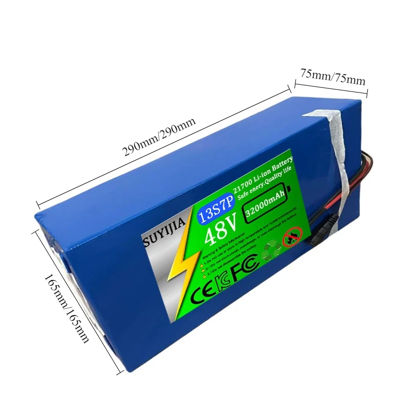 48V Electric Scooter Battery 13S7P 32Ah 21700 Grade-A Cells 3000W Built-in BMS XT60 JST High Capacity Long Range Safe & Durable