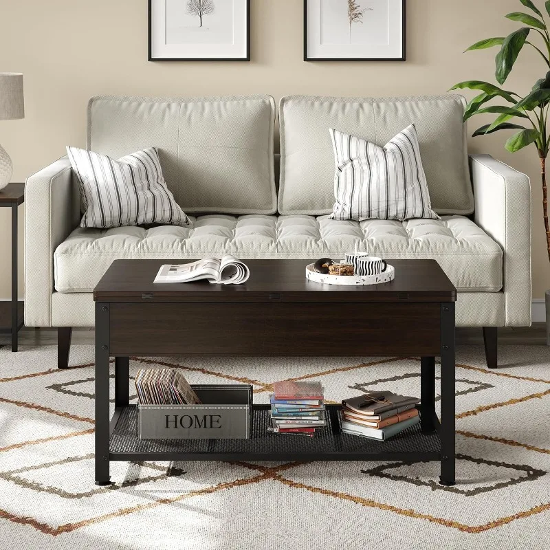 3 in 1 Multi-Function Coffee Table with Hidden Compartment, Coffee Table Converts to Dining Table