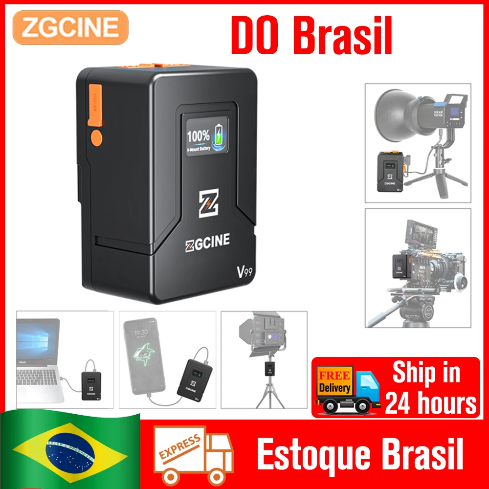 Brasil Stock) ZGCINE ZG-V99 V99 V Mount Battery V-Lock Spare Auxiliary Lithium Battery for Camera Video Lights Monitor