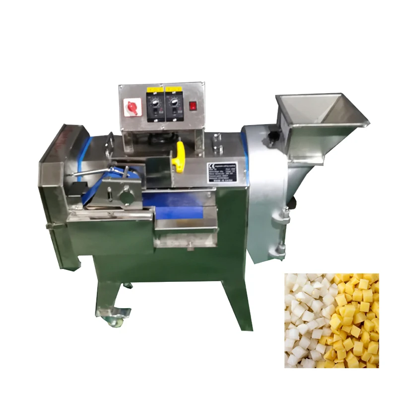 Cortador de vegetais com grande correia transportadora de alimentos, banana, mandioca, máquina de corte de chips, cebola, batata, trituração, corte em cubos