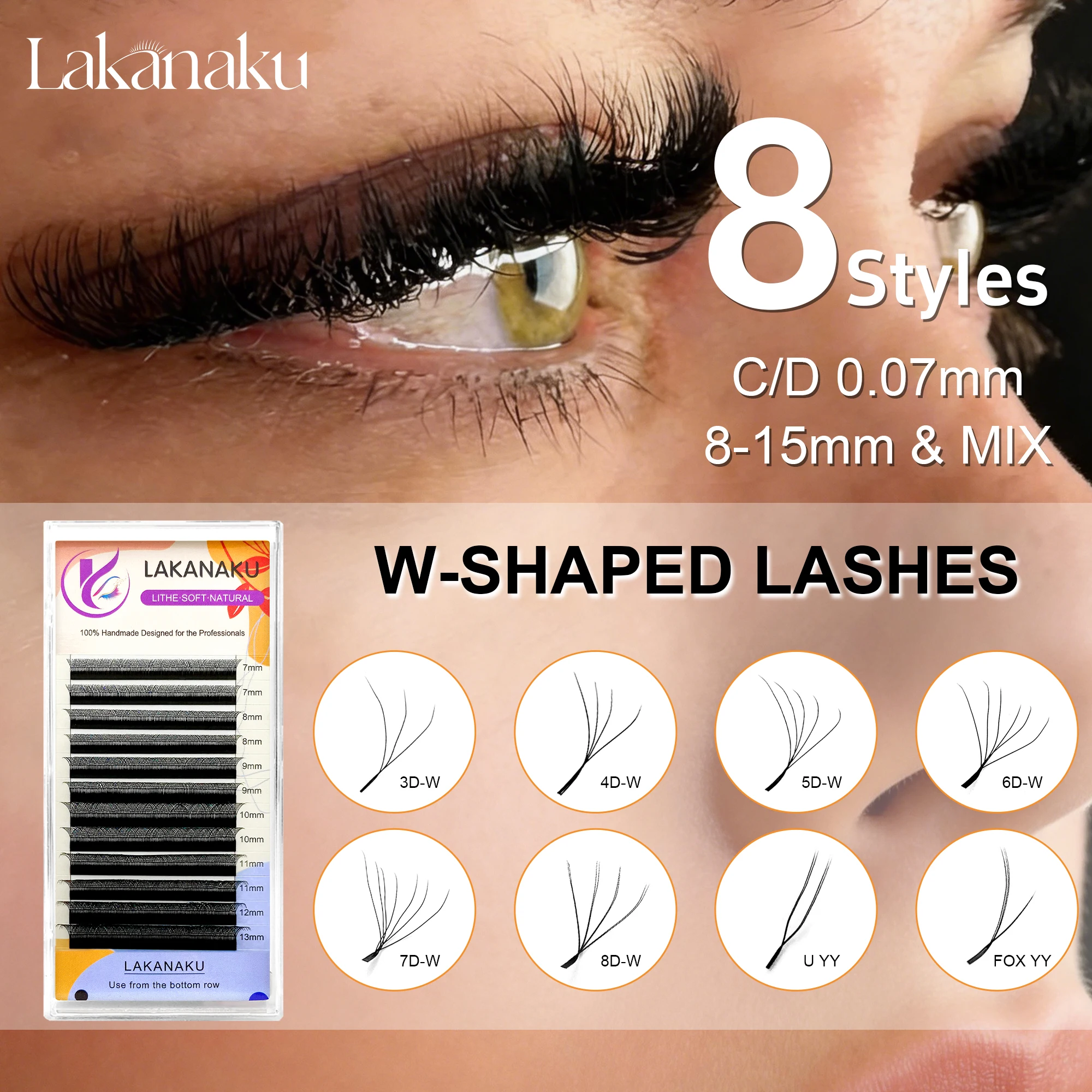 LAKANAKU W Clover Eyelashes Extension Cilios Extensiones De Pestañas YY/4D/5D/6D/7D/8D Premade Fans Eyelash Extensions Volume
