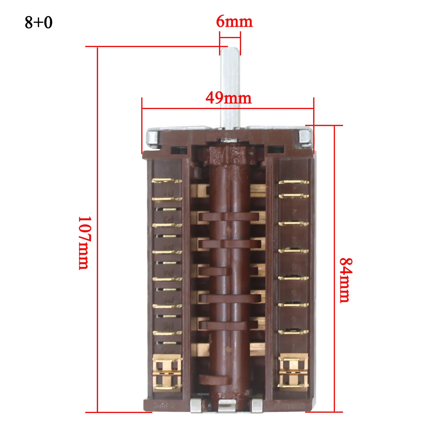 FD102B Полоционный переключатель для духовки, пароварки, электрической плиты, тумблер, поворотный функциональный переключатель, 1 шт., 250 В, 16 А, 8 + 0