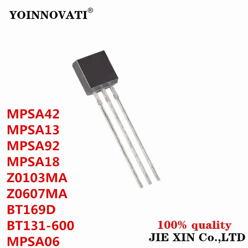 100Pcs MPSA42 MPSA13 MPSA92 MPSA18 Z0103MA Z0607MA BT169D BT131-600 A42 A13 MPSA06 0103MA Z0103 Z0607 0607MA 131-600 Transistor