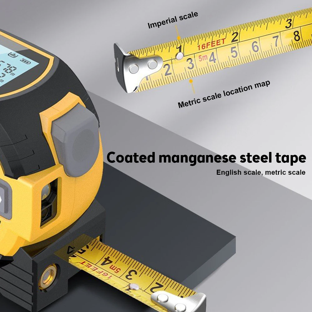 3-in-1 Laser Distance Meter Tape Waterproof Laser Digtal Professional Tape Measure Area Volume Measure Indoor Woodworking Tools