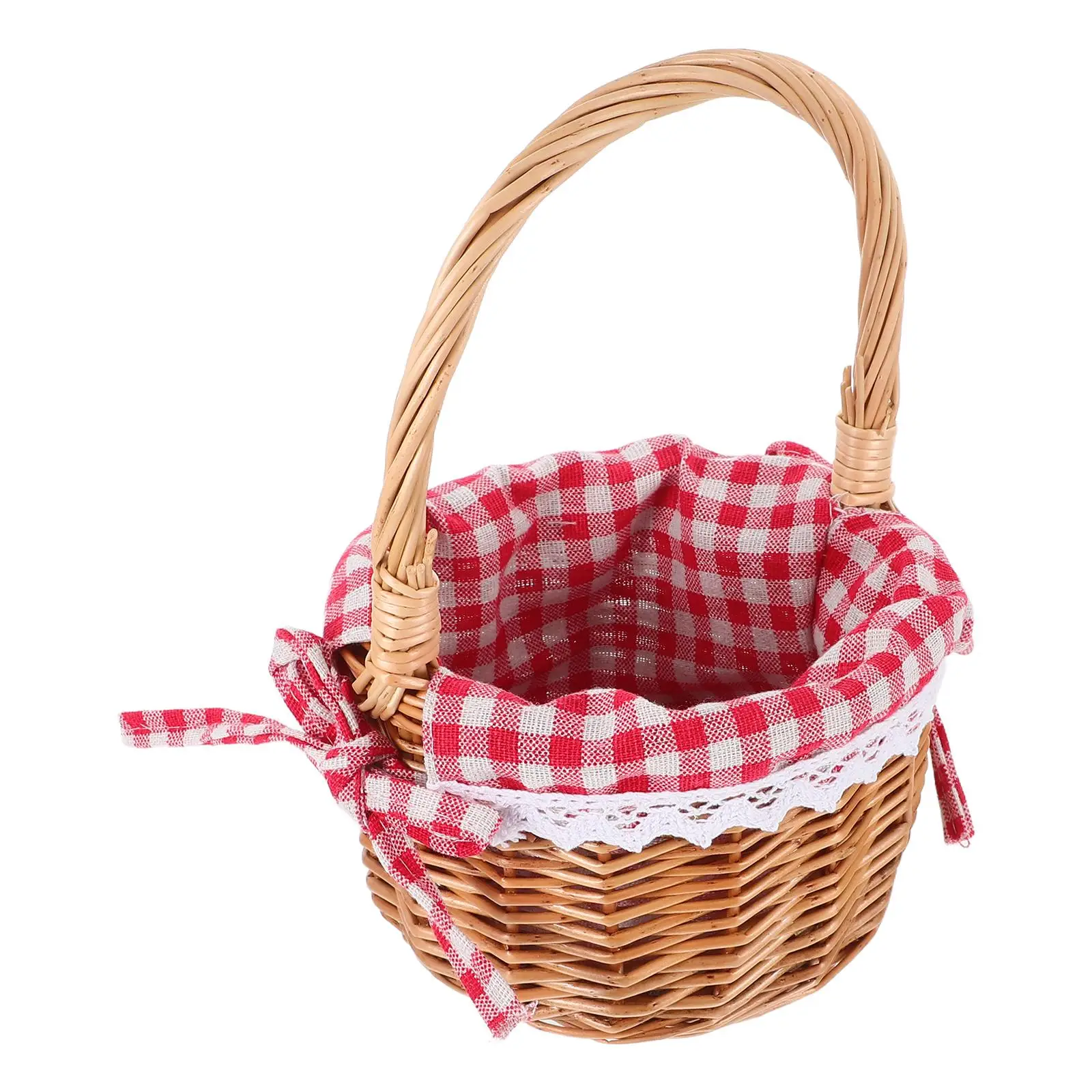 

Hand-woven Flower Basket Flowers Willow with Handles Handwoven Storage for Girl