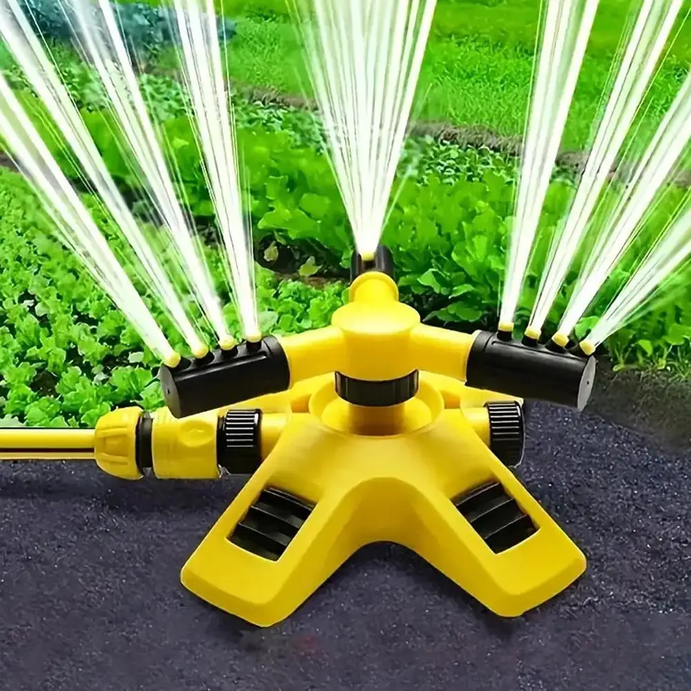 

360° Automatic Rotating Sprinkler Head Three-way For Garden Yard Lawn Large Area Irrigation Watering Device Sprayers Accessories