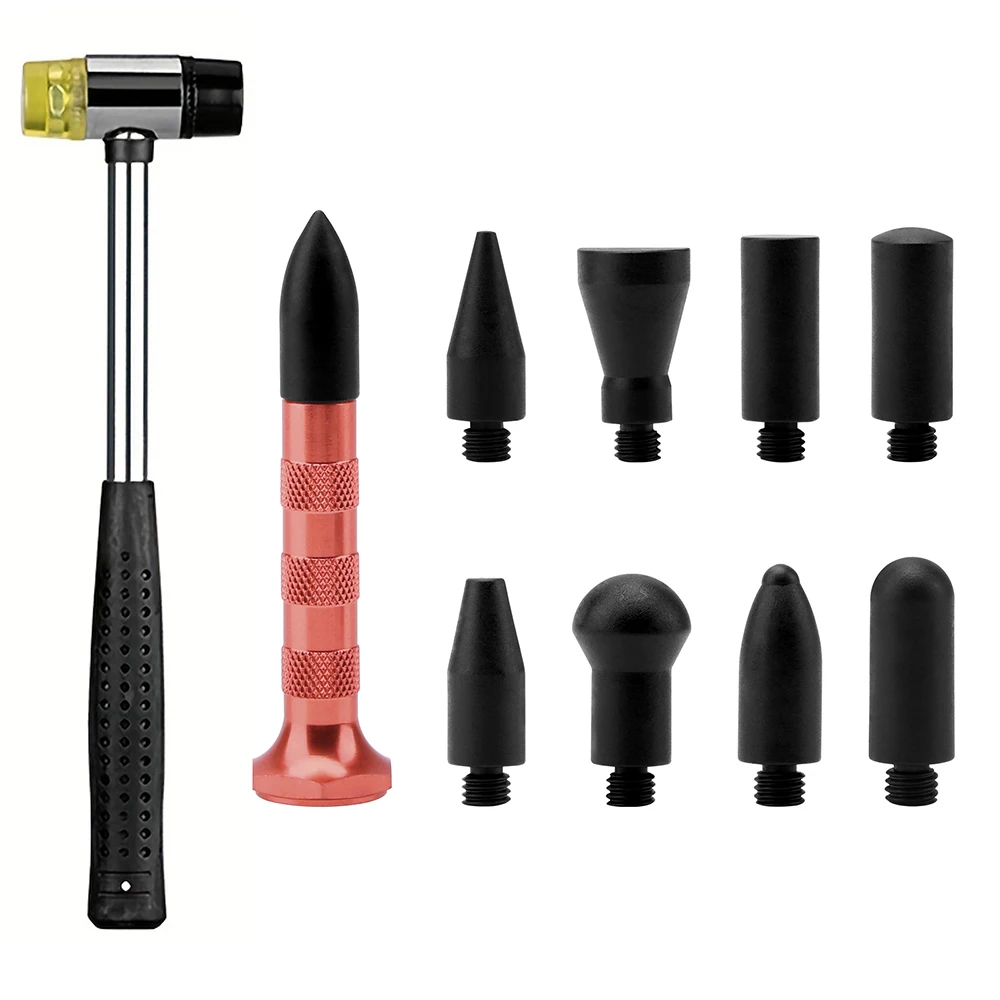 Car Tools Auto Dent Repair Multi-Head Leveling Hammer Knockout Pen Repair Body Paintless Dent Repair Hand Tool for Removal Hail