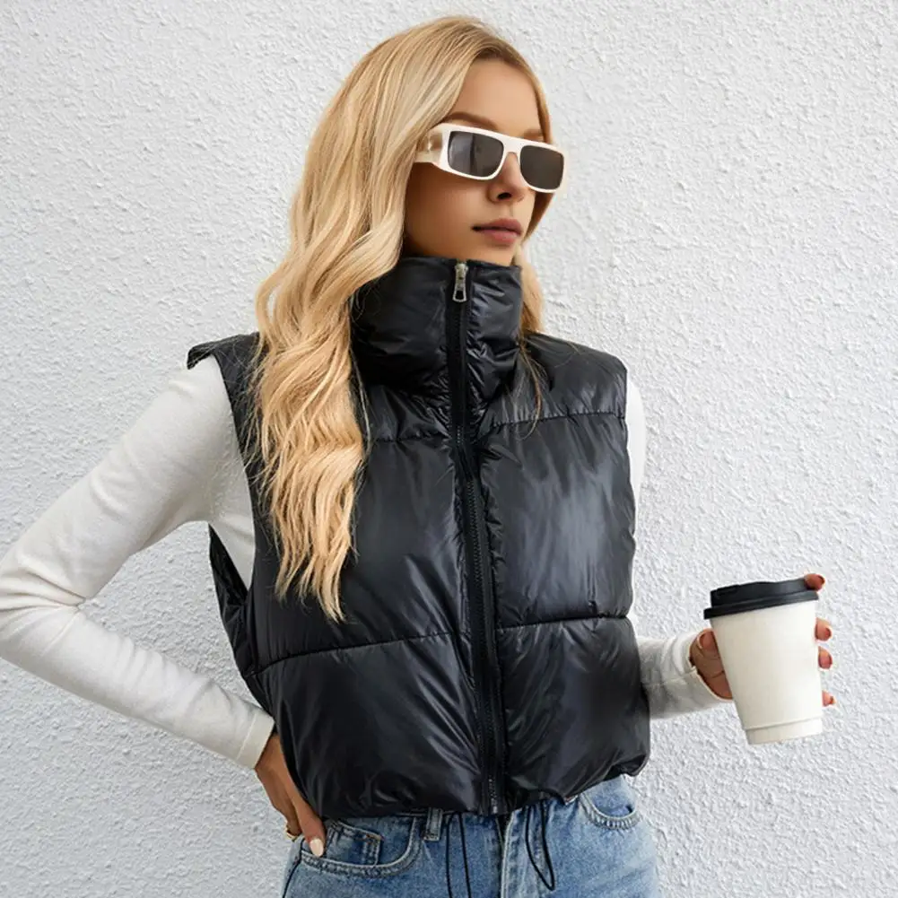 

Women Down Cotton Vest Stylish Women's Lightweight Padded Vests for Autumn Winter Stand Collar Sleeveless Gilets with Zipper