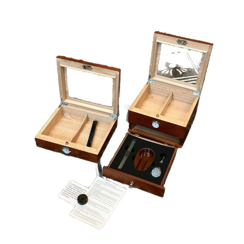 Portable Cigar Moisturizer Glass Display Cigar Storage Box Cedar Wood Sealed Large Capacity Cigar Box