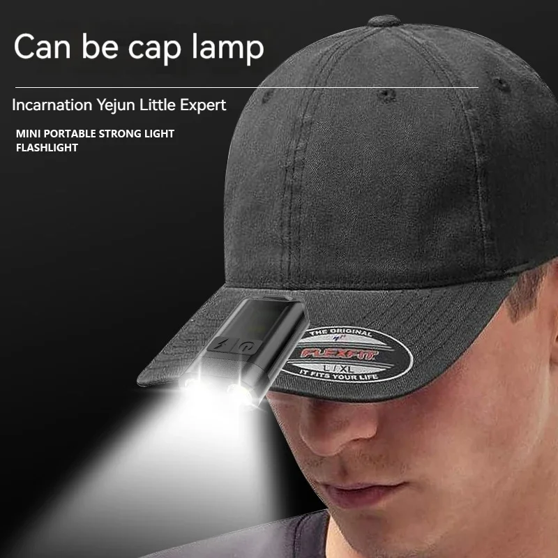 Mini LED Flashlight Keychain Portable Emergency Lighting Work USB C Chaging Rechargeable Light Hat Clip Lamp for Outdoor Camping