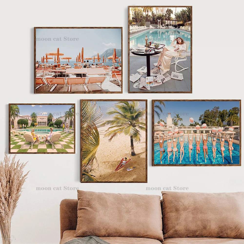 Slim Aarons Photography Palm Pool Party The Upper Class Society In 19th Century Canvas Painting Wall Pictures Retro Home Decor