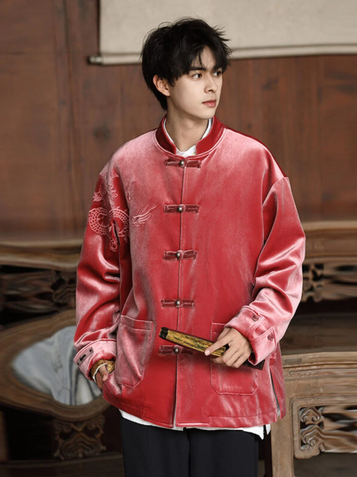 

Новая китайская вышитая куртка-тан в стиле танг для мужчин, модная повседневная верхняя одежда для пар, осенне-зимняя верхняя одежда