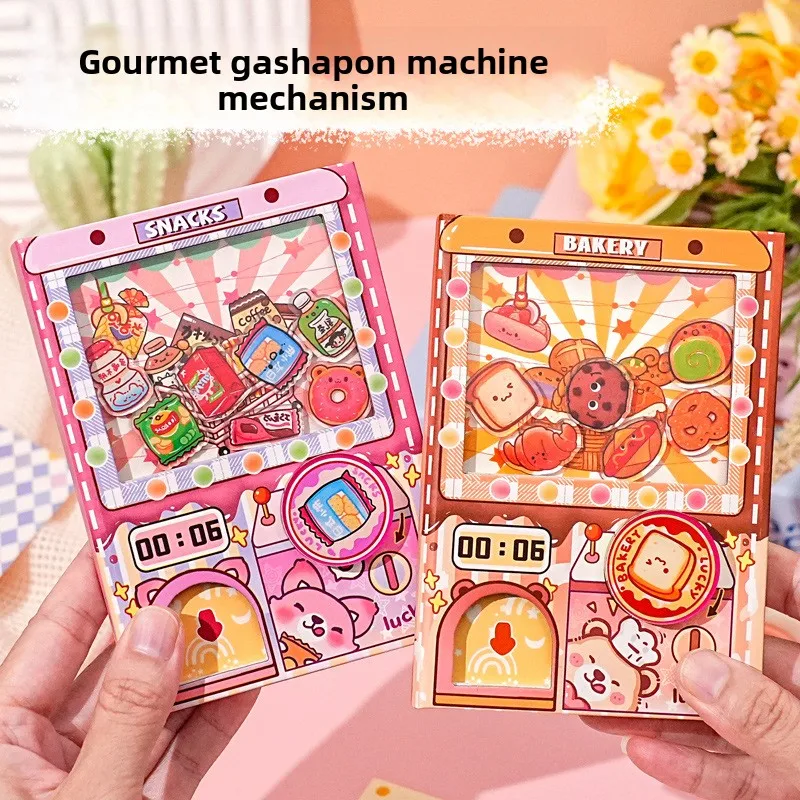 

Food Toy Theme Cartoon Series Gacha Mechanism Notebook Cute Stickers Decals Notepad Portable Fun Journal for Recording