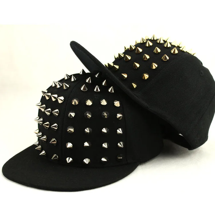 2026 Unisex Punk Studded Baseball Cap Hip-Hop Spike Rivet Snapback Hat Adjustable Sports Caps