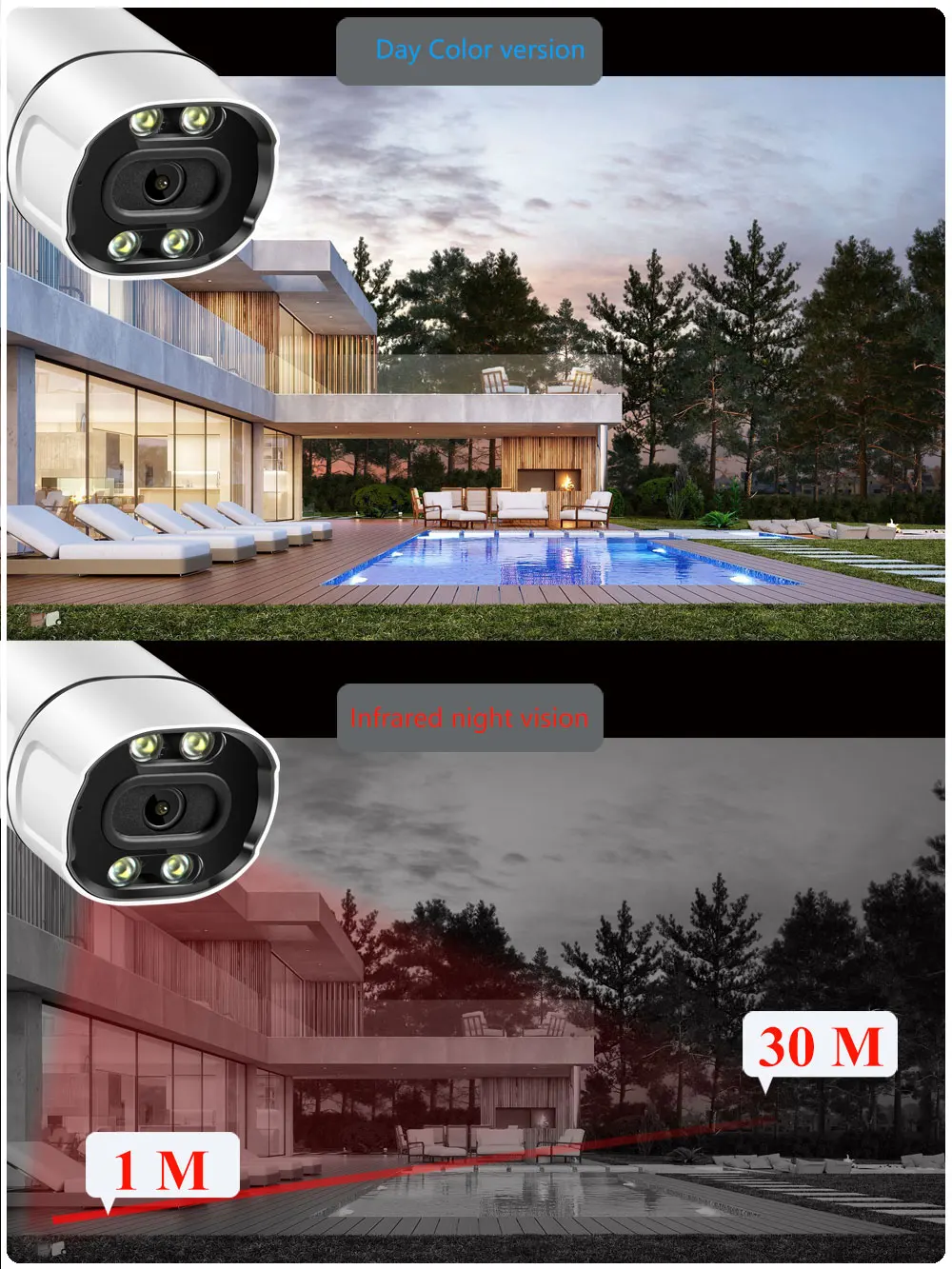 C-R SeeTong 4K 8MP Security Камера 3.6mm Metal Surveillance Vedio POE Two Way Audio IR&Color Night Version Outdoor