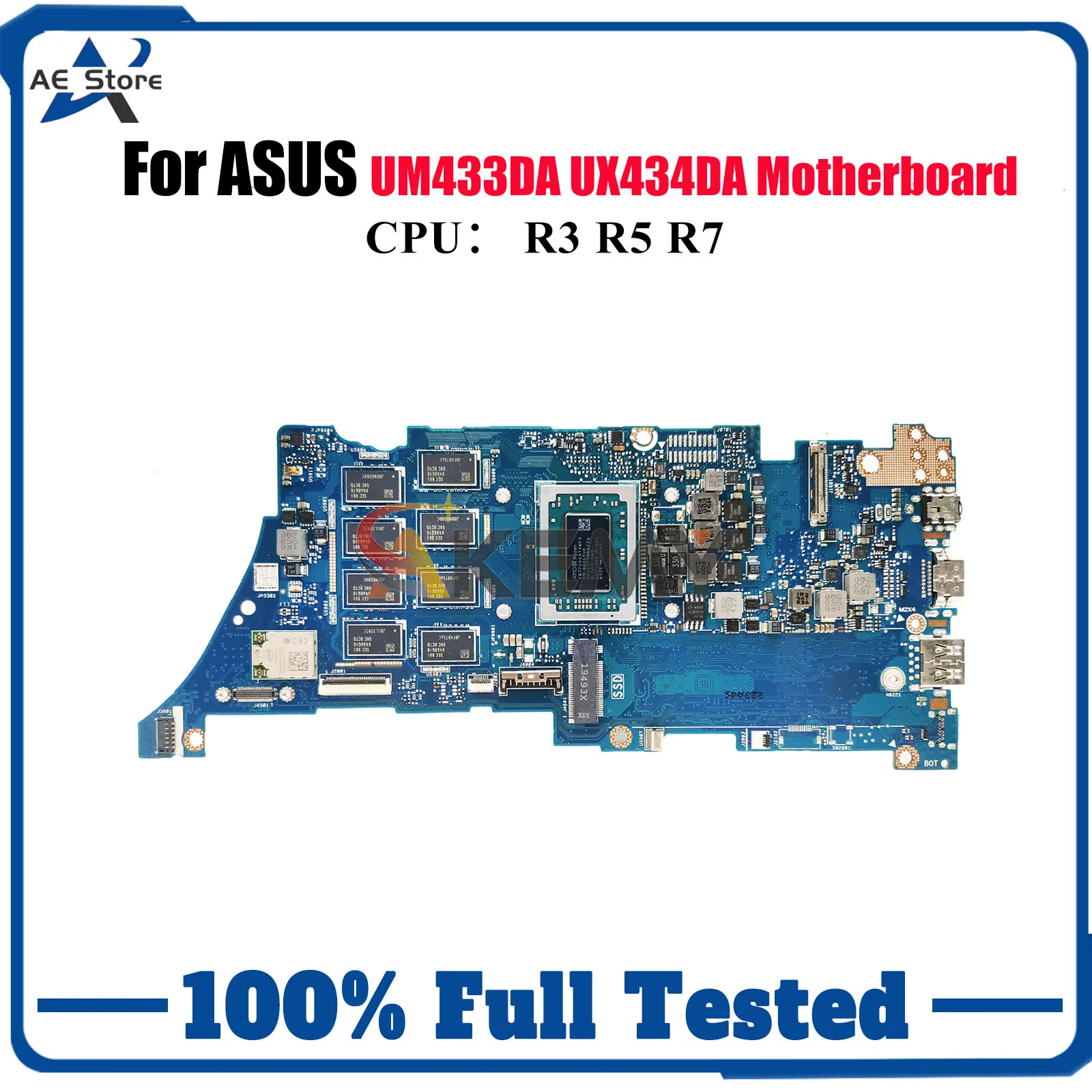 

UX434DA Материнская плата для ноутбука ASUS ZenBook UX434D UX434DA UM433DA Материнская плата для ноутбука с процессором R3 R5 R7 100% тестирование ОК быстрая доставка