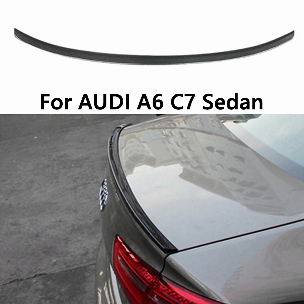 

For AUDI A6 C7 Sedan S Style Carbon Fiber FRP unpainted glossy black Forged carbon Rear Spoiler 2012-2016 Trunk Wing