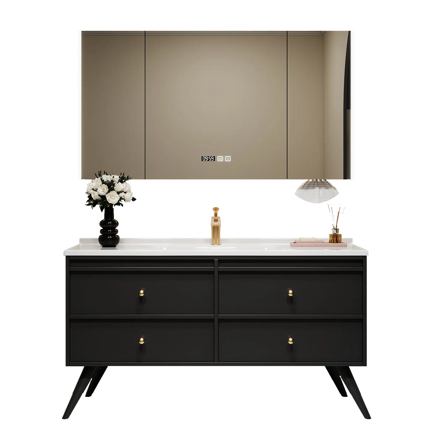Floor-to-ceiling bathroom cabinet, bathroom ceramic integrated face wash basin cabinet, toilet wash table