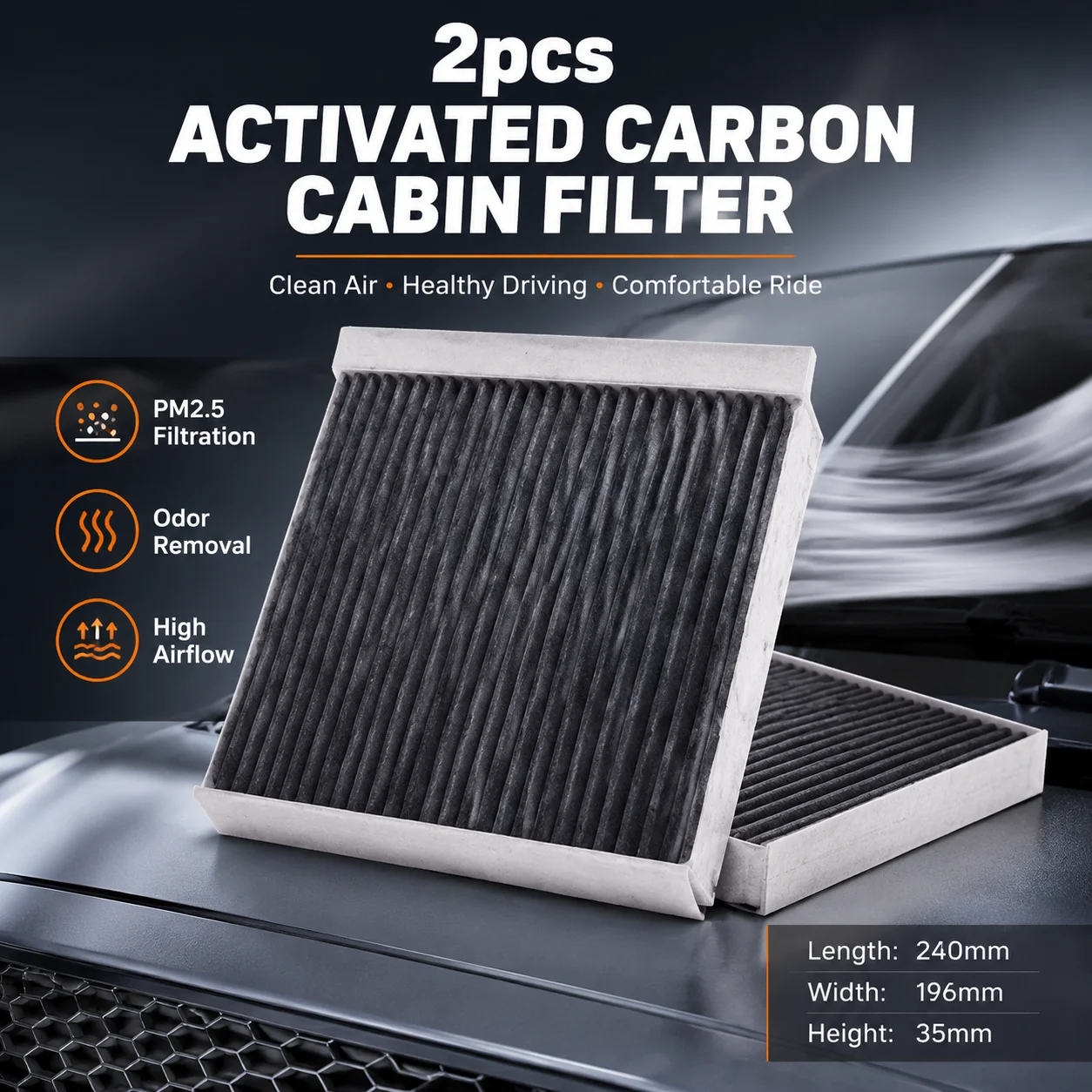2PCS/ Cabin Air Filter For CHANGAN CS55 CS75 PLUS EADO ET RAETON CC UNI-T UNI-V UNI-Z Uniz 2023 2024 2025 Lamore AC Car Parts