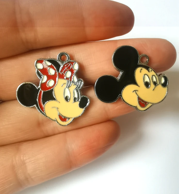 Mix 10 Pcs Disney Minnie Mickey Head Pendants Charms  Jewelry Making  Earrings Pendants Necklaces Bracelets DIY Accessories