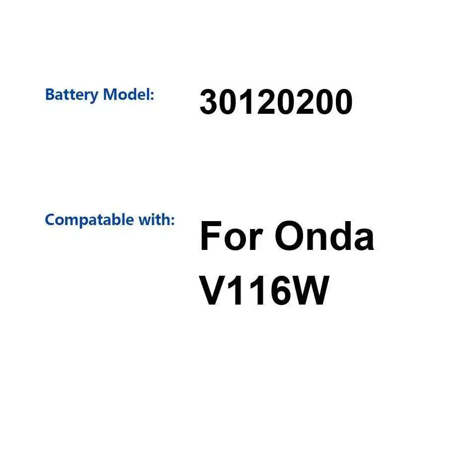 بطارية كمبيوتر محمول عالية الأداء بقدرة 8000 مللي أمبير في الساعة 30120200 لهاتف Onda V116W