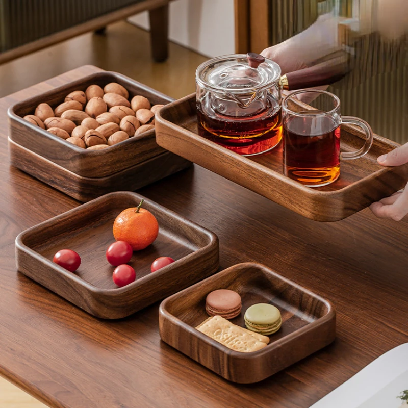 

Wooden Dim sum tray with square bowl for fruit storage, unique and retro