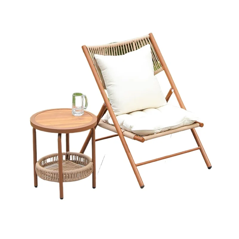 

Balcony table and chair combination leisure folding sofa home courtyard garden rattan chair