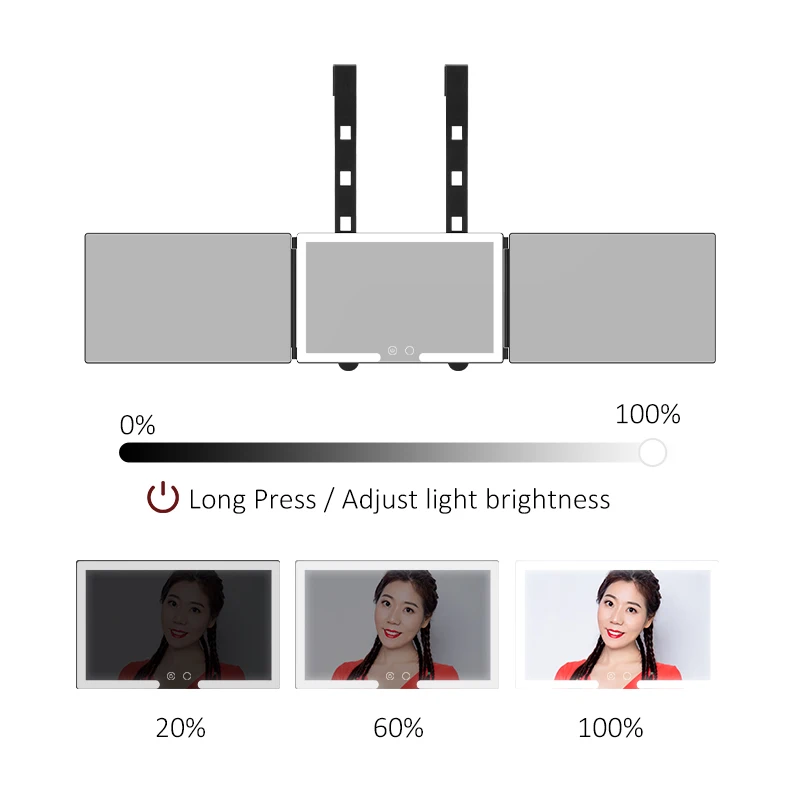 Missmeeca 3-Wege-Spiegel zum Haarschneiden mit Licht, Surround-Lichter, wiederaufladbarer Spiegel zum Färben von Haaren, Flechten, DIY-Haarschnitt