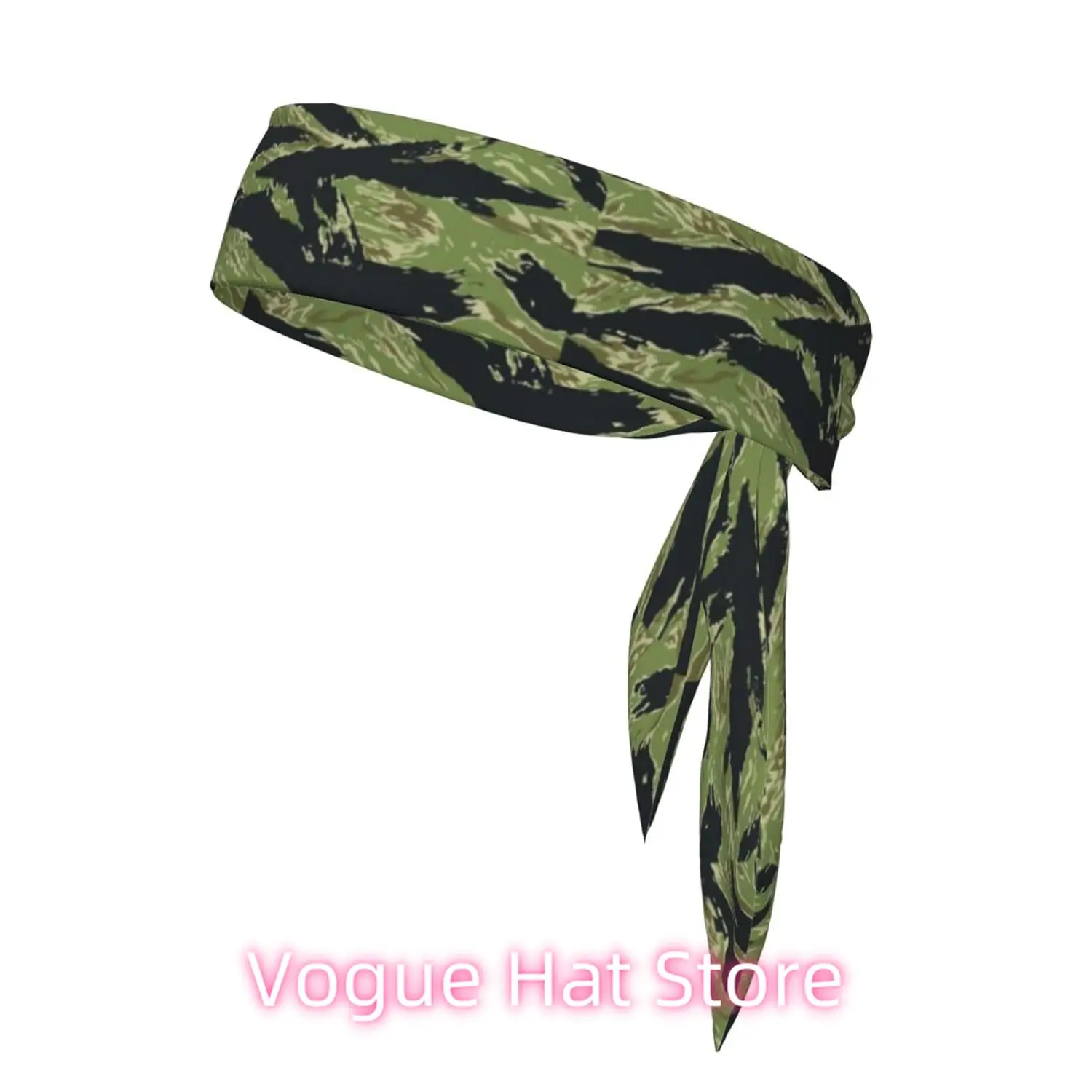 Sweatbands for Men Women Tiger Stripe Camo Tie Back Headband Hair Band for Basketball, Running, Tennis