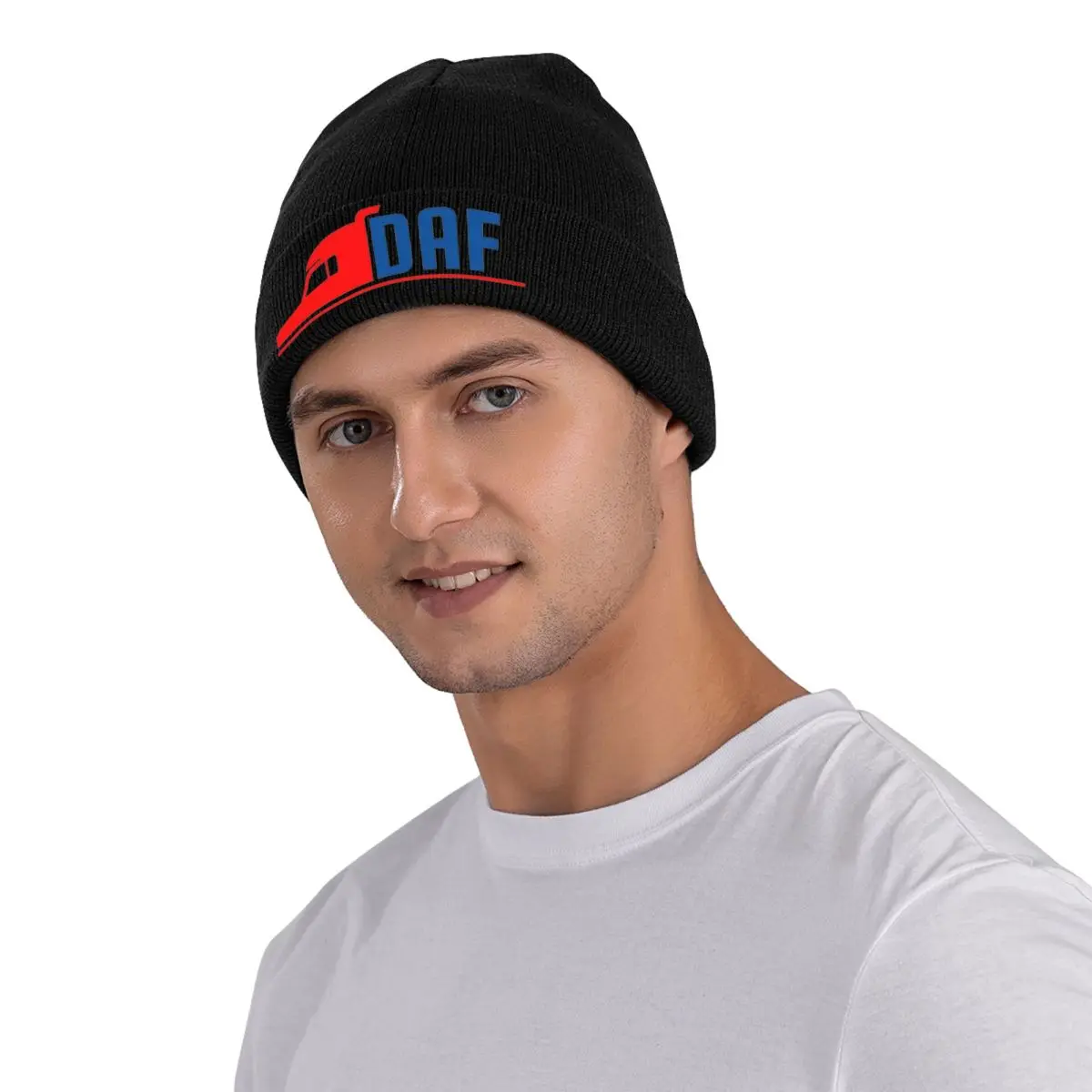 DAF Trucks Logo Beanie Hats Bonnet Hats Female Male Fashion Hippie Knitted Hat Winter Graphic Warm Soft Caps