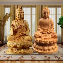Natural Cypress GuanYin, Sakyamuni Buddha Characters Statue,Solid wood Buddha Statues Home Room Office Feng Shui Art Statue
