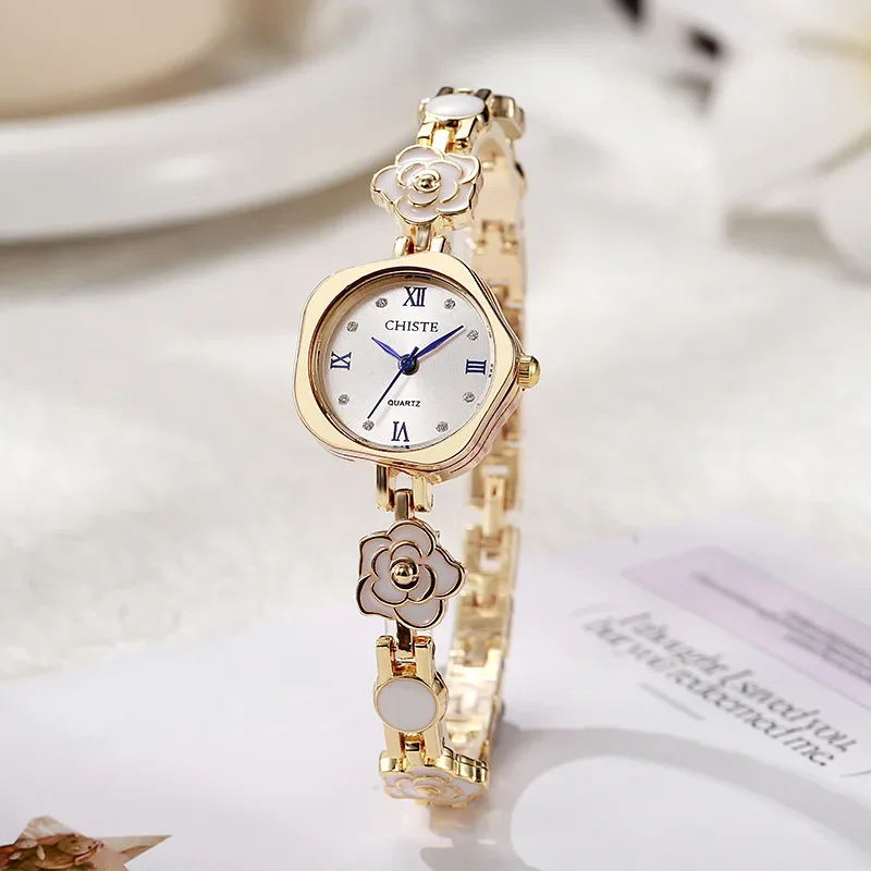 New bracelet watch popular fashion women's watch women's niche camellia high sense student cross-border quartz watch