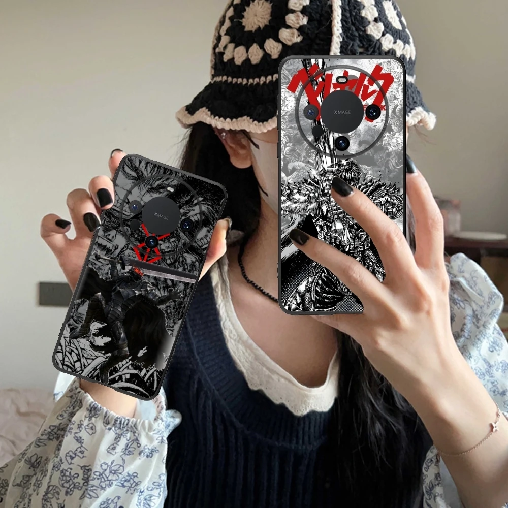 B-Berserk Painting Mobile Cell Phone Case for Huawei Mate 60 50 40 30 20 10 Pro Plus Lite E 5G Black Soft Phone Cover Shell