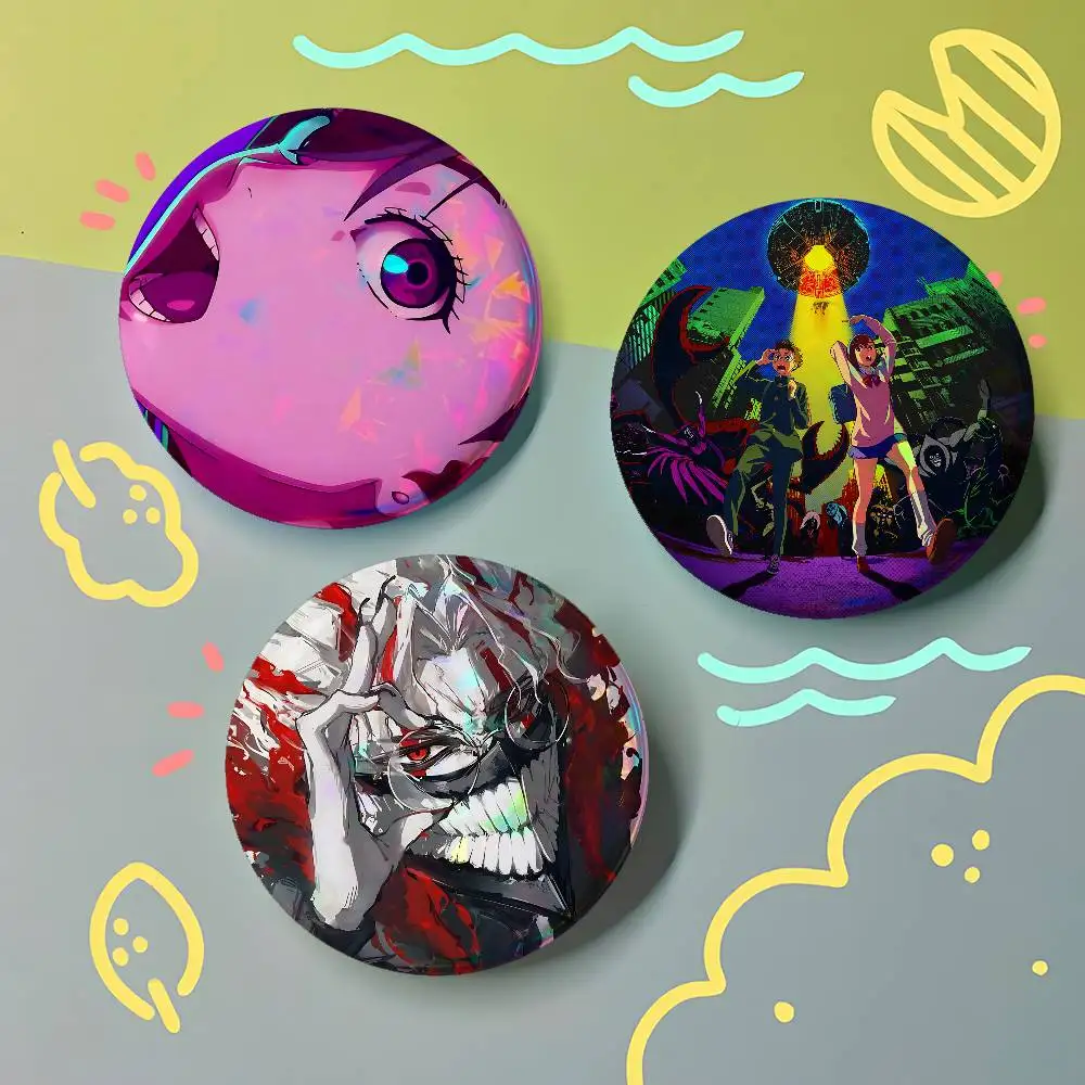 Dandadan For Badge Fashion Laser Holographic Effect Badge Custom Design Metal Lapel Pin Brooch For Backpack Decor