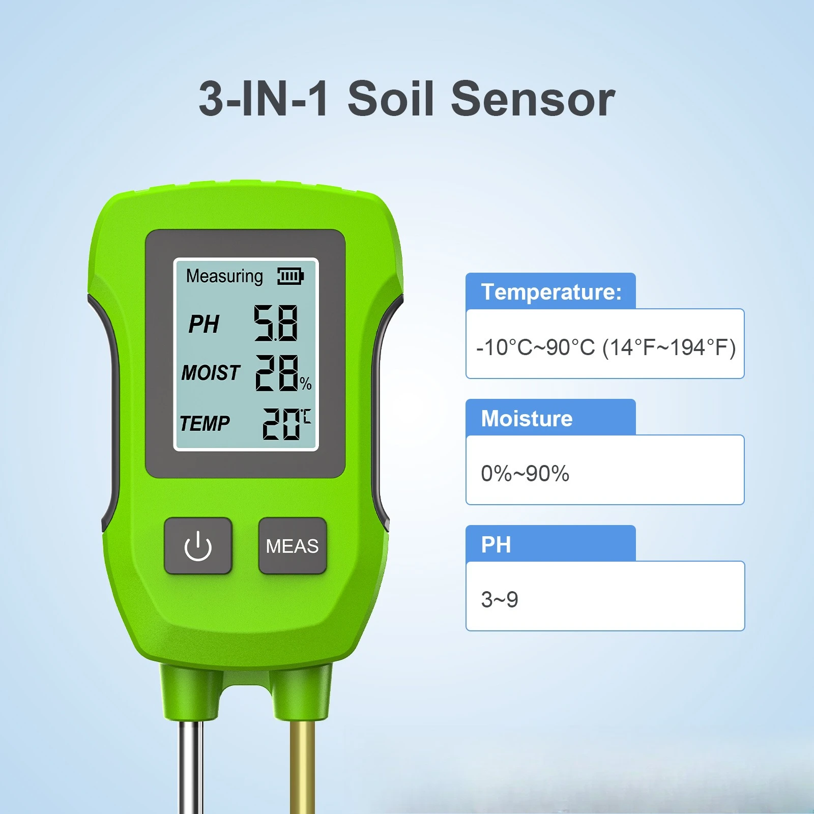 New 3‑in‑One Digital Soil Tester LED Screen PH Moisture Humidity Temperature Detector for Gardening